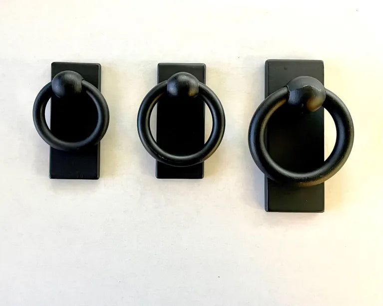 Wrought Iron Ring Pull with Long Back Plate