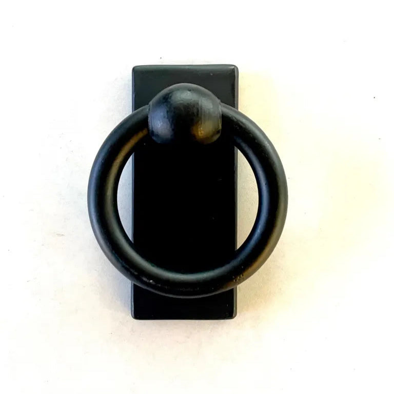 Wrought Iron Ring Pull with Long Back Plate