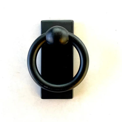 Wrought Iron Ring Pull with Long Back Plate