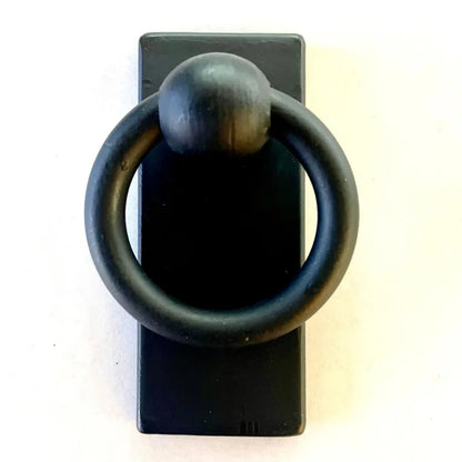 Wrought Iron Ring Pull with Long Back Plate